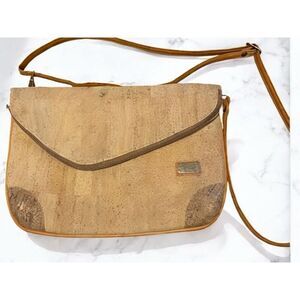 Viator Portugal Natural Cork Crossbody Bag Messenger Flap Shoulder Purse Vegan E